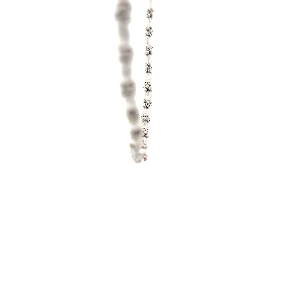 14k White Gold Fancy Diamond Cut Bead Necklace 3mm 16.3 gram 18" inch