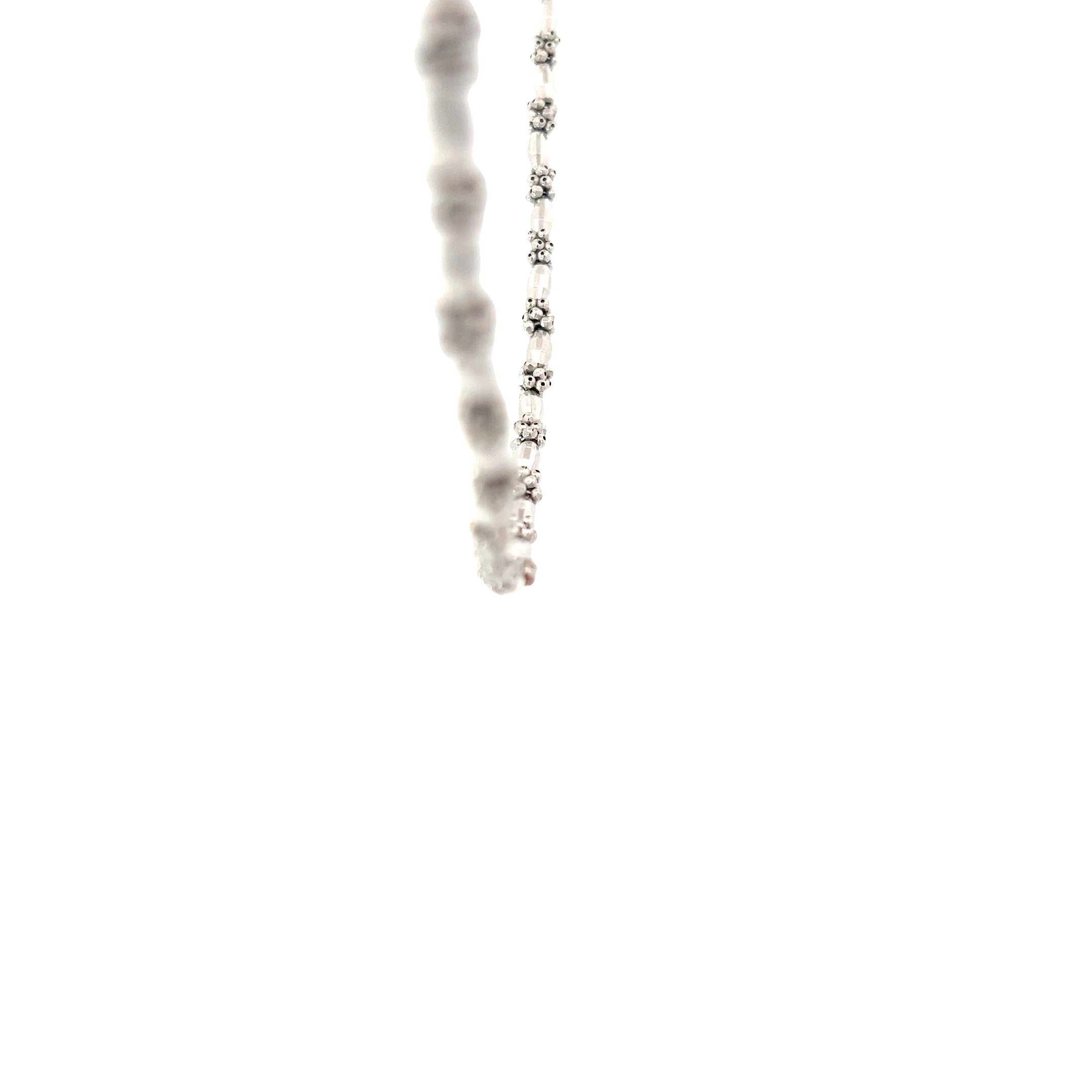 14k White Gold Fancy Diamond Cut Bead Necklace 3mm 16.3 gram 18" inch