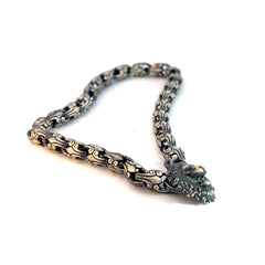 Sterling Silver 16.5 Gram Lion Head Charm Dangle in Men's  Bracelet