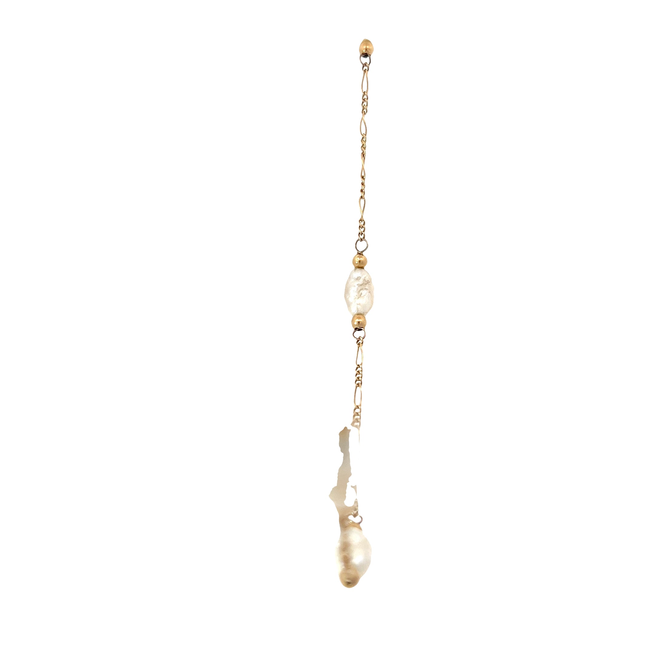 14k Yellow Gold (10) Pearl with Figaro Necklace 22" inch