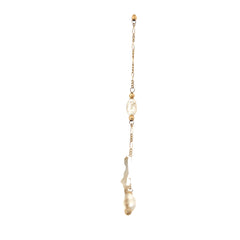 14k Yellow Gold (10) Pearl with Figaro Necklace 22" inch