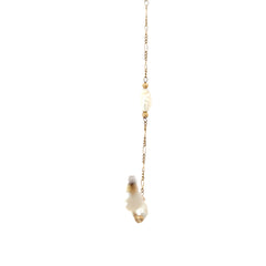 14k Yellow Gold (10) Pearl with Figaro Necklace 22" inch