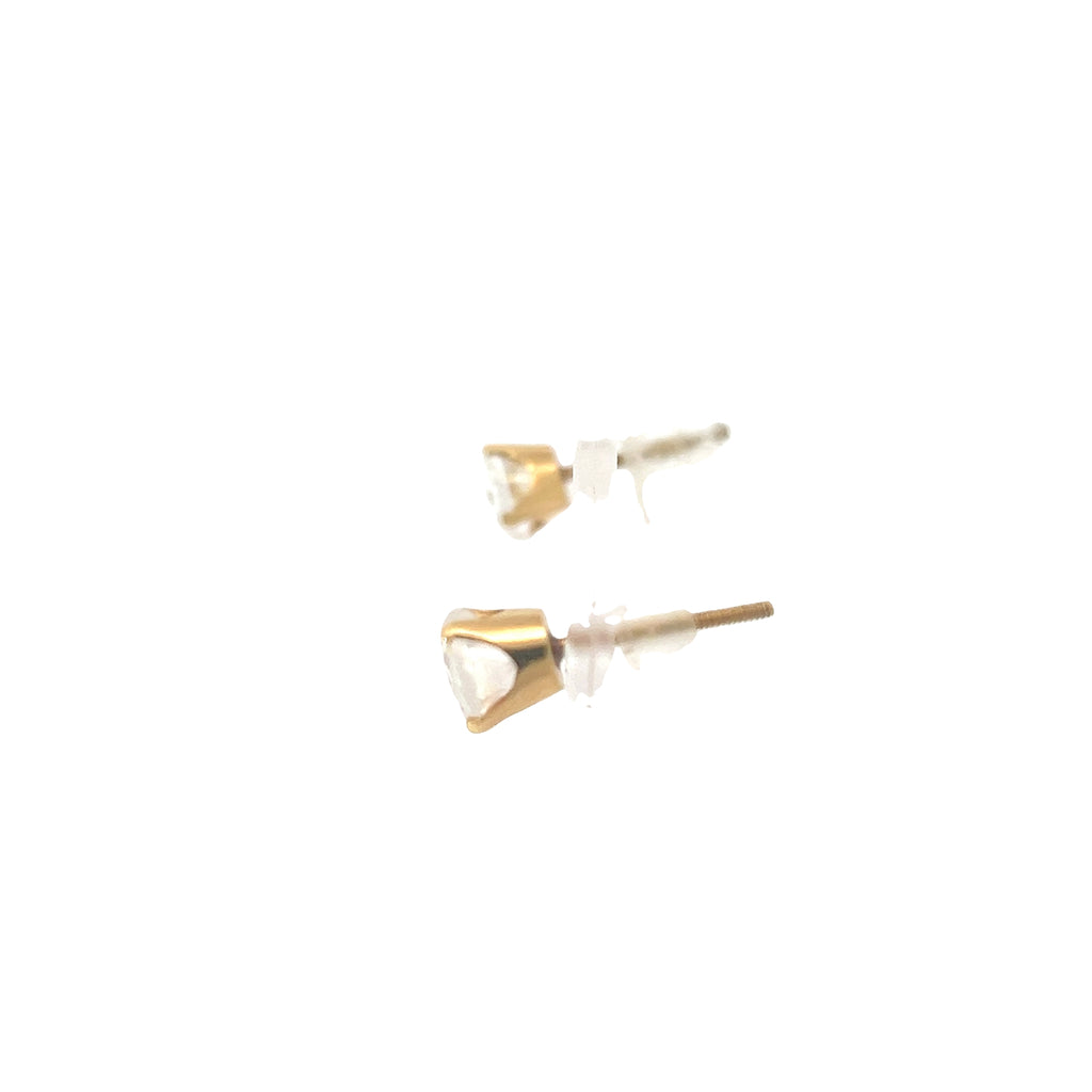 14k Yellow Gold 2.50ct Cubic Zirconium Round Stone Stud Earrings
