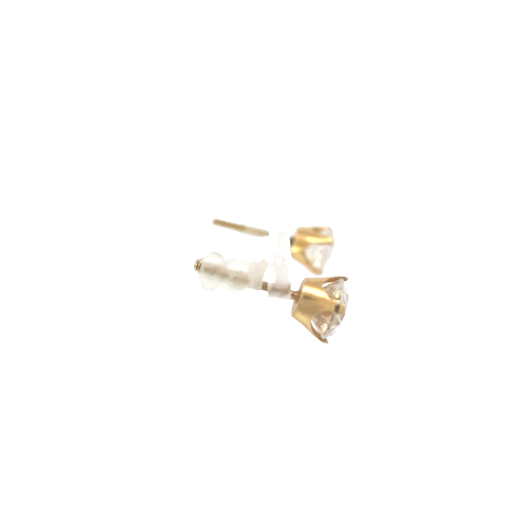 14k Yellow Gold 2.50ct Cubic Zirconium Round Stone Stud Earrings