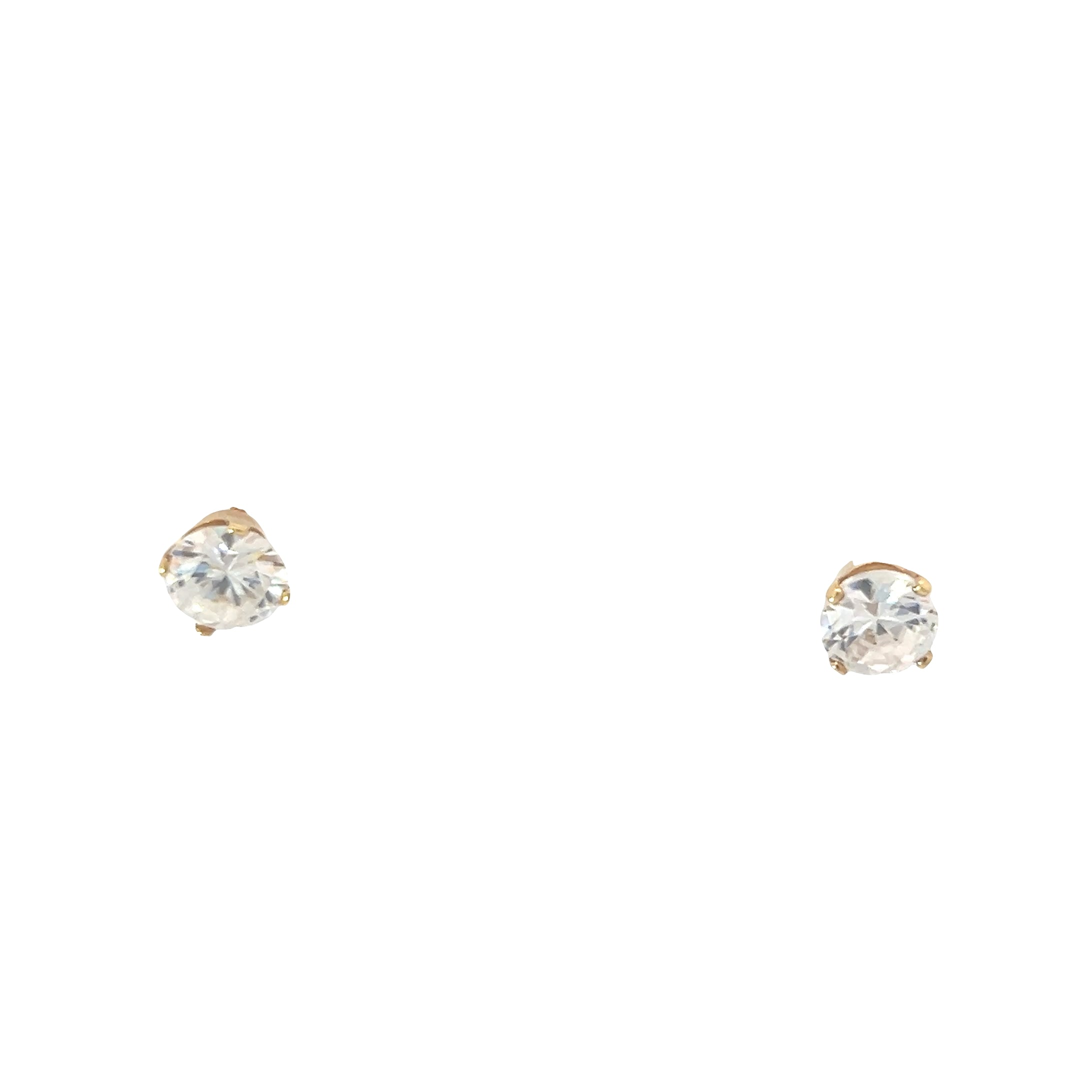 14k Yellow Gold 2.50ct Cubic Zirconium Round Stone Stud Earrings