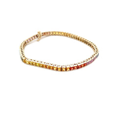 14k Yellow Gold 7.00ct Multicolor Princess Cut Channel Set Sapphire Tennis Bracelet