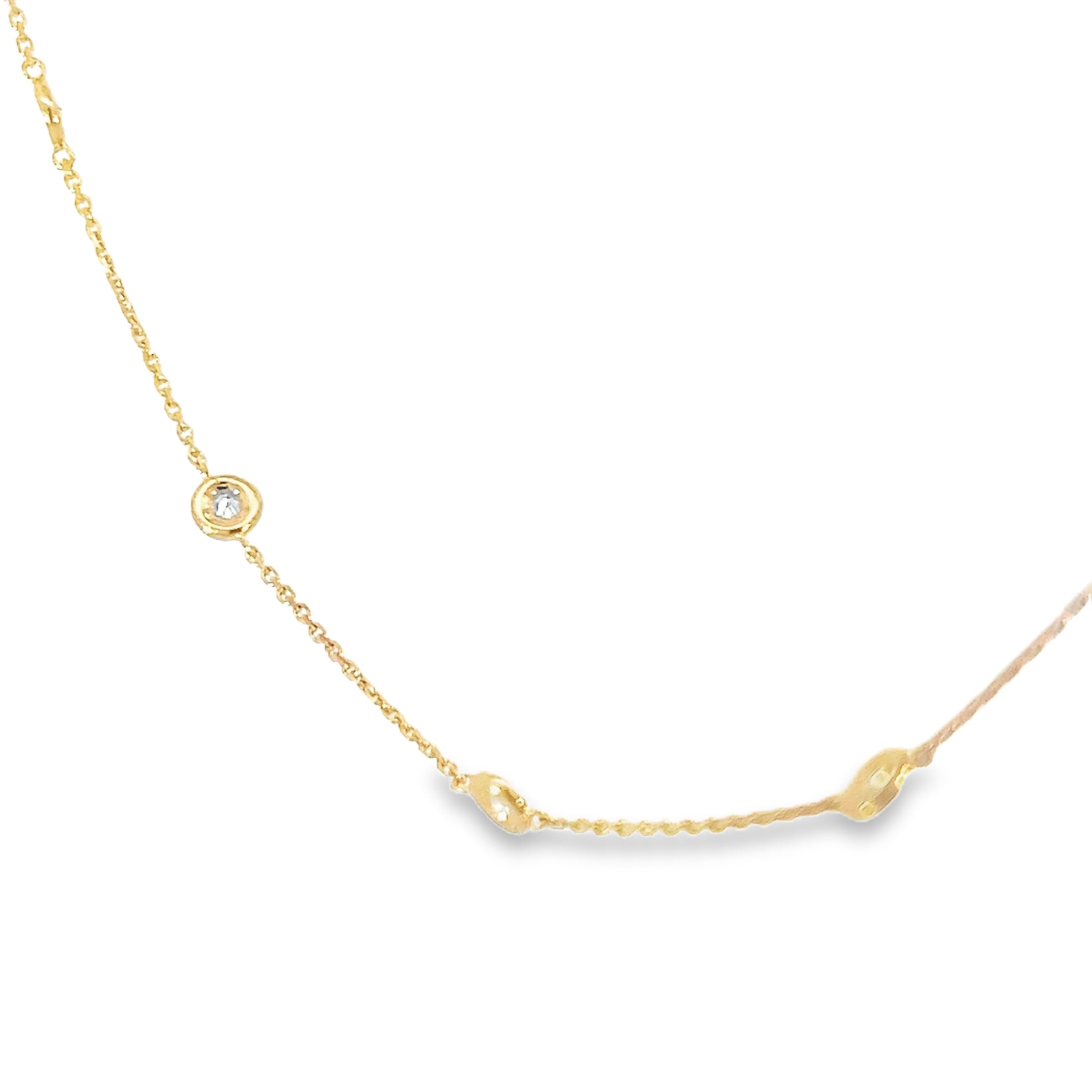 14k Yellow Gold 1.00ct  G VS2 Round Diamond By the Yard Necklace 30"inch