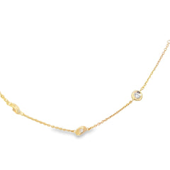 14k Yellow Gold 1.00ct  G VS2 Round Diamond By the Yard Necklace 30"inch