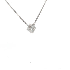 14k White Gold .75ct H SI2 Princess Cut Diamond Solitaire Pendant