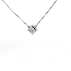 14k White Gold .75ct H SI2 Princess Cut Diamond Solitaire Pendant