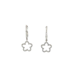 14k White Gold .50ct G SI1 Round Diamond Dangle Flower Earrings