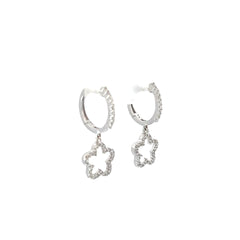 14k White Gold .50ct G SI1 Round Diamond Dangle Flower Earrings