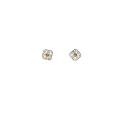 18k White Gold .84ct G VS2 Round Quadrillion Stud Earrings