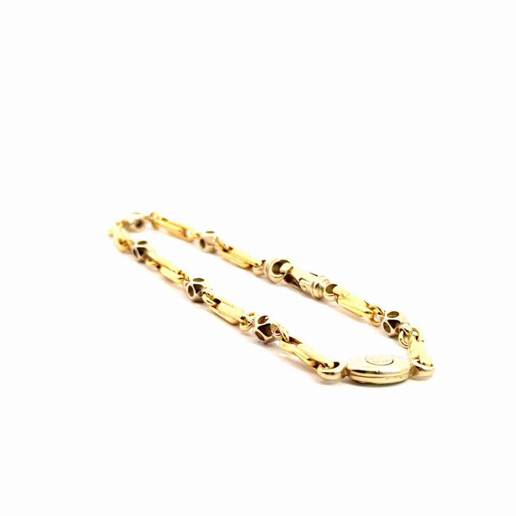 18k Two Tone 12.4 gram Hand Polish Link Bracelet 8 1/2 "inch