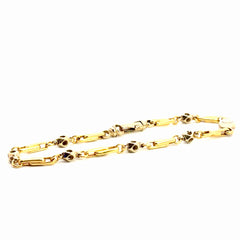 18k Two Tone 12.4 gram Hand Polish Link Bracelet 8 1/2 "inch