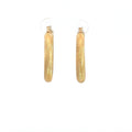 14k Yellow Gold Textured Hoop Earrings 3.4 Gram 4mm 1 1/4"
