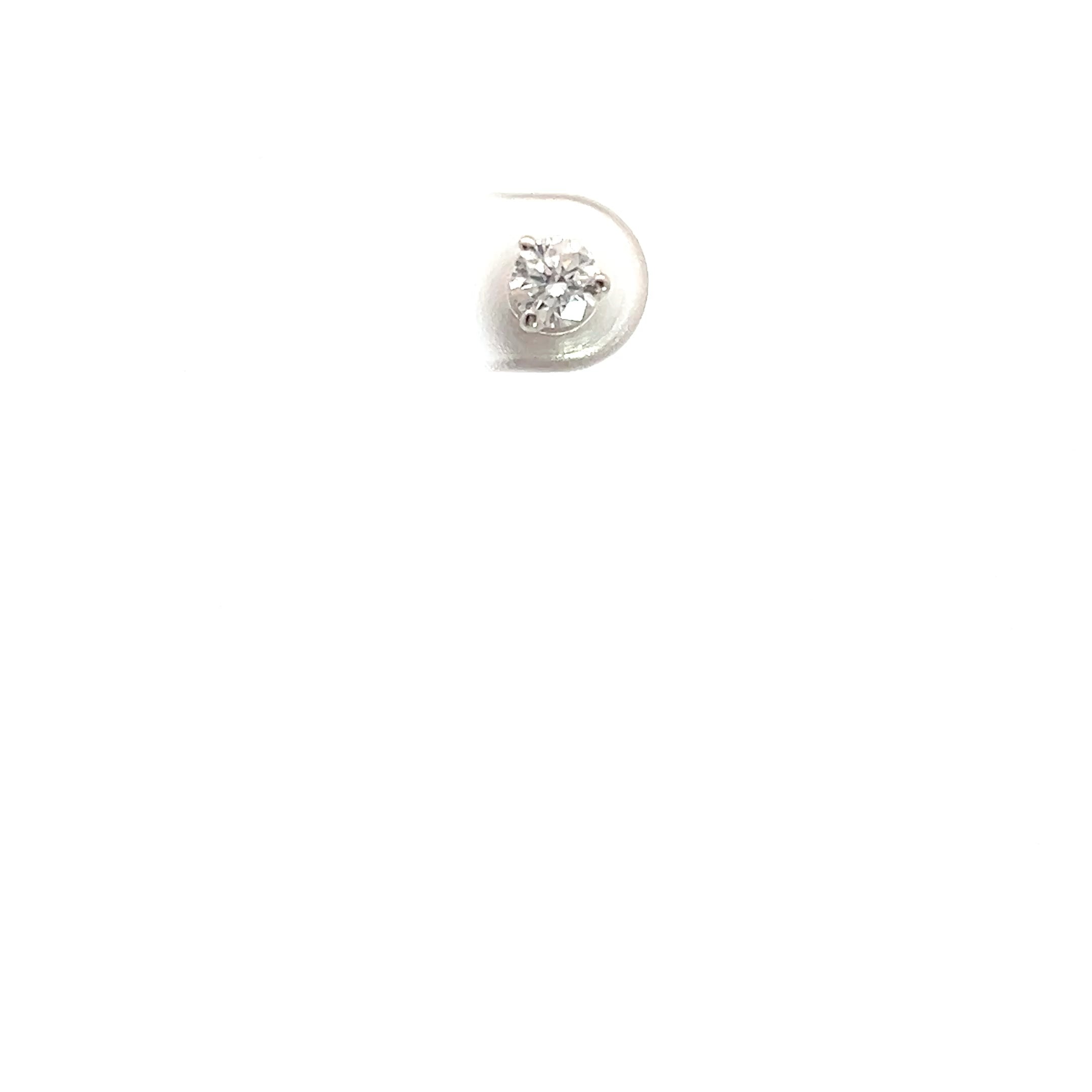 14k White Gold .20ct G VS2 Round Single Diamond Stud Earring
