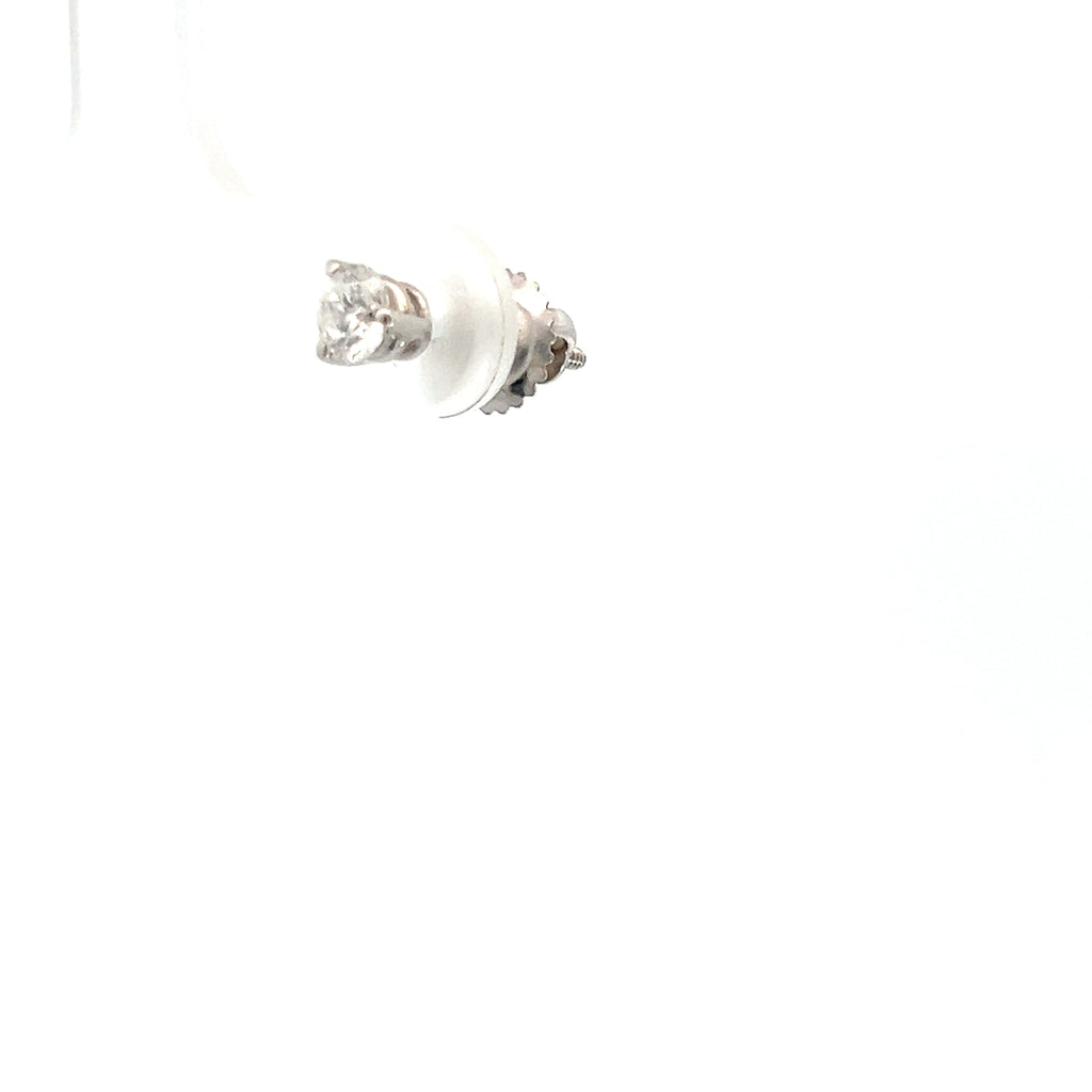 14k White Gold .20ct G VS2 Round Single Diamond Stud Earring
