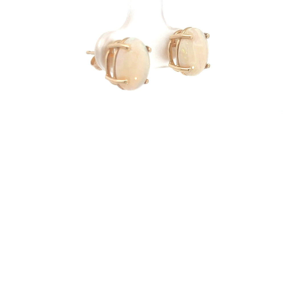 14k Yellow Gold Oval Opal Stud Earrings 10x8