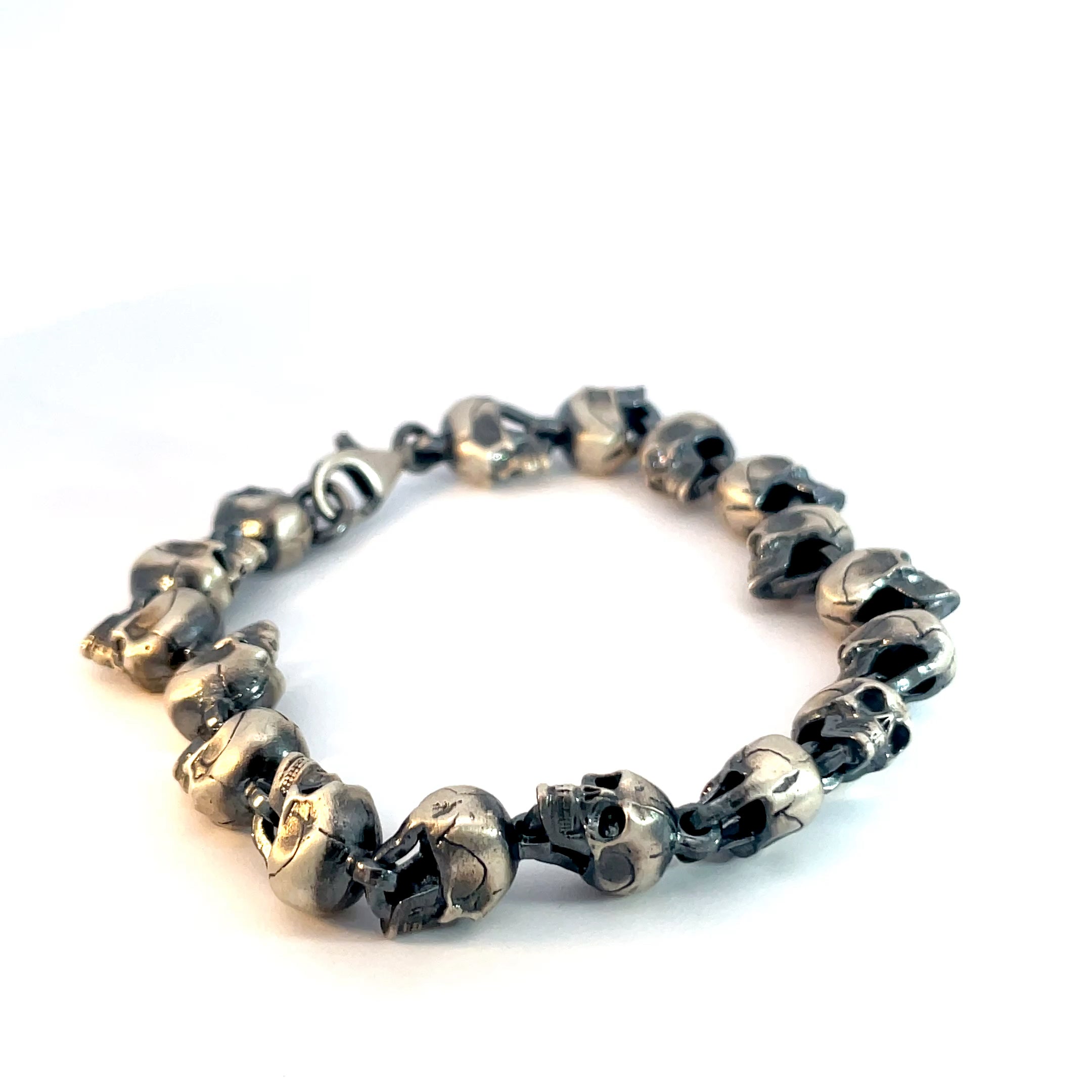 Sterling Silver 43.00 Gram Skeleton Head Bracelet