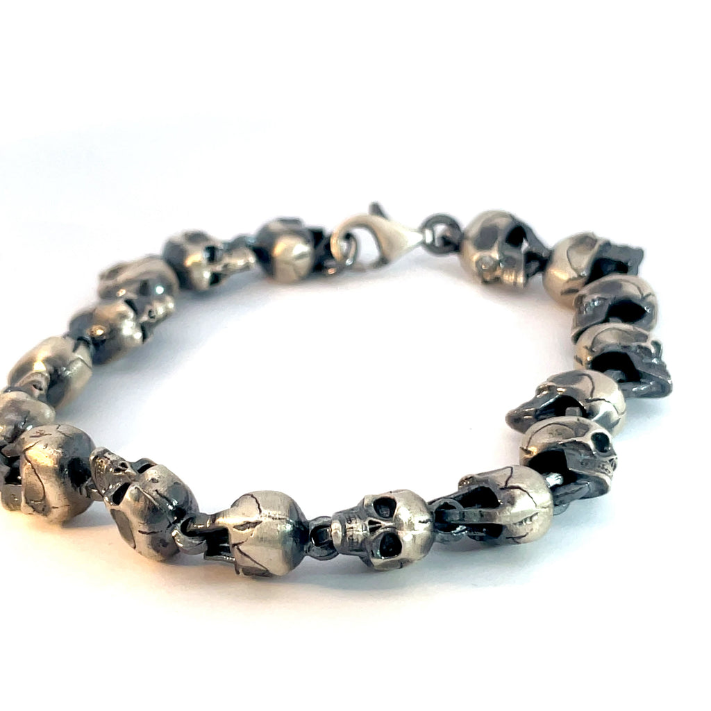 Sterling Silver 43.00 Gram Skeleton Head Bracelet