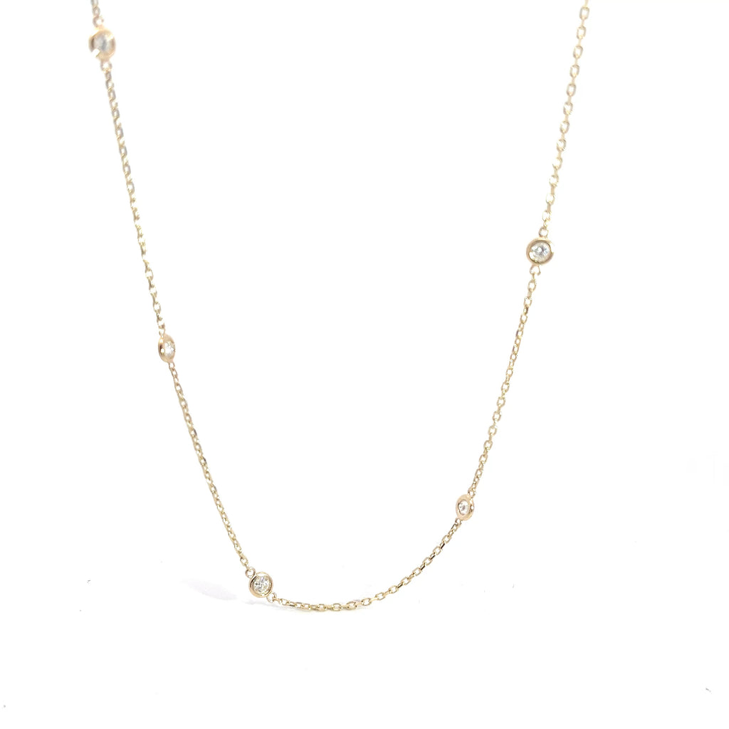 14k White Gold 1.50CT G SI1 Round Diamond By The Yard Necklace