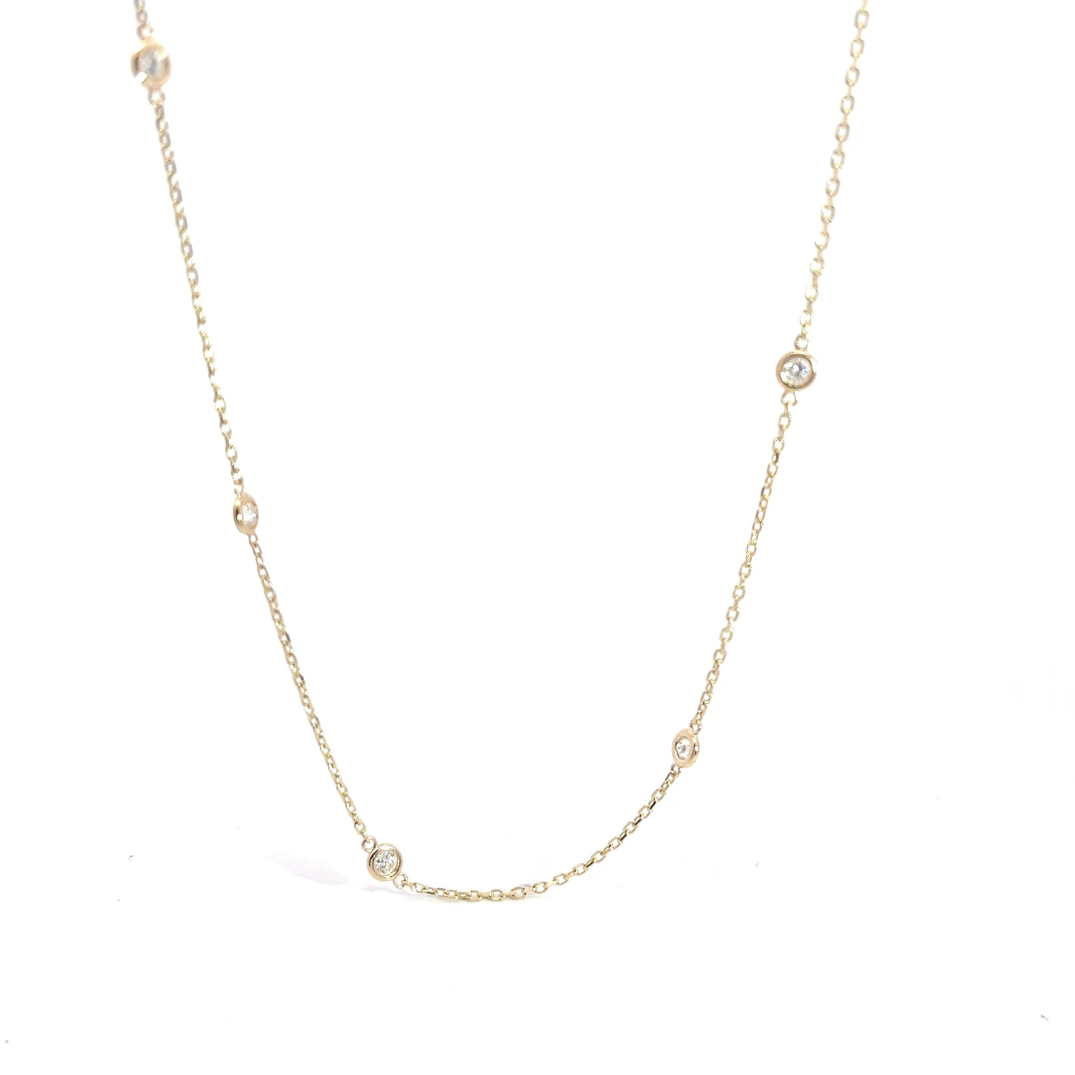 14k White Gold 1.50CT G SI1 Round Diamond By The Yard Necklace