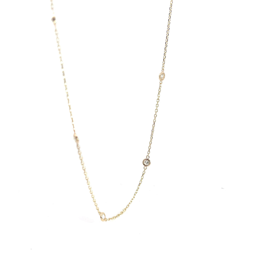 14k White Gold 1.50CT G SI1 Round Diamond By The Yard Necklace