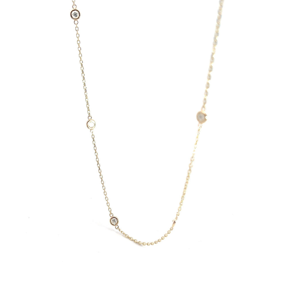 14k White Gold 1.50CT G SI1 Round Diamond By The Yard Necklace