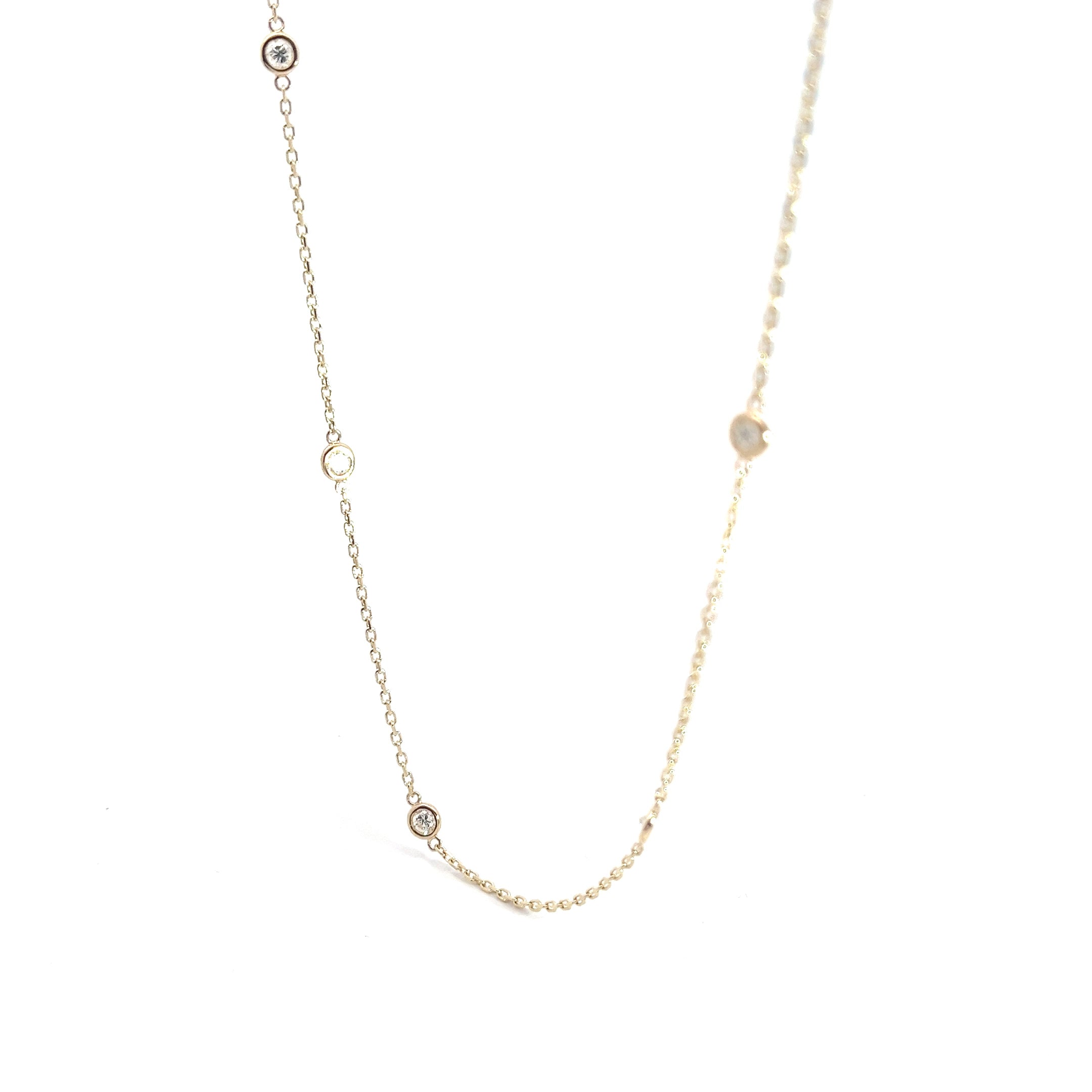 14k White Gold 1.50CT G SI1 Round Diamond By The Yard Necklace