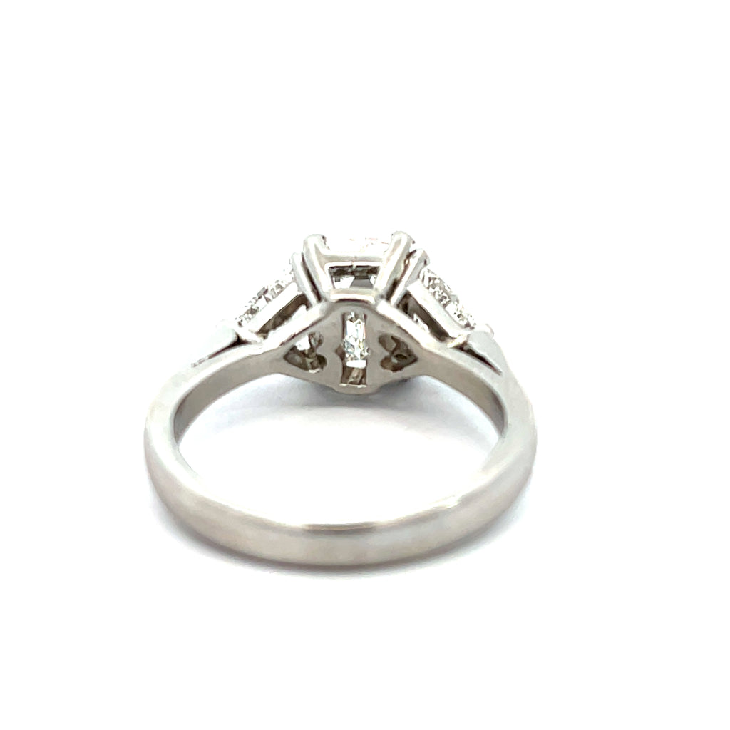 PLATINUM 2.01CT G SI1 EMERALD CUT DIAMOND/ 1.15CT G SI1 TRILLION 3 STONE ENGAGEMENT RING CERTIFIED BY GIA #11106537