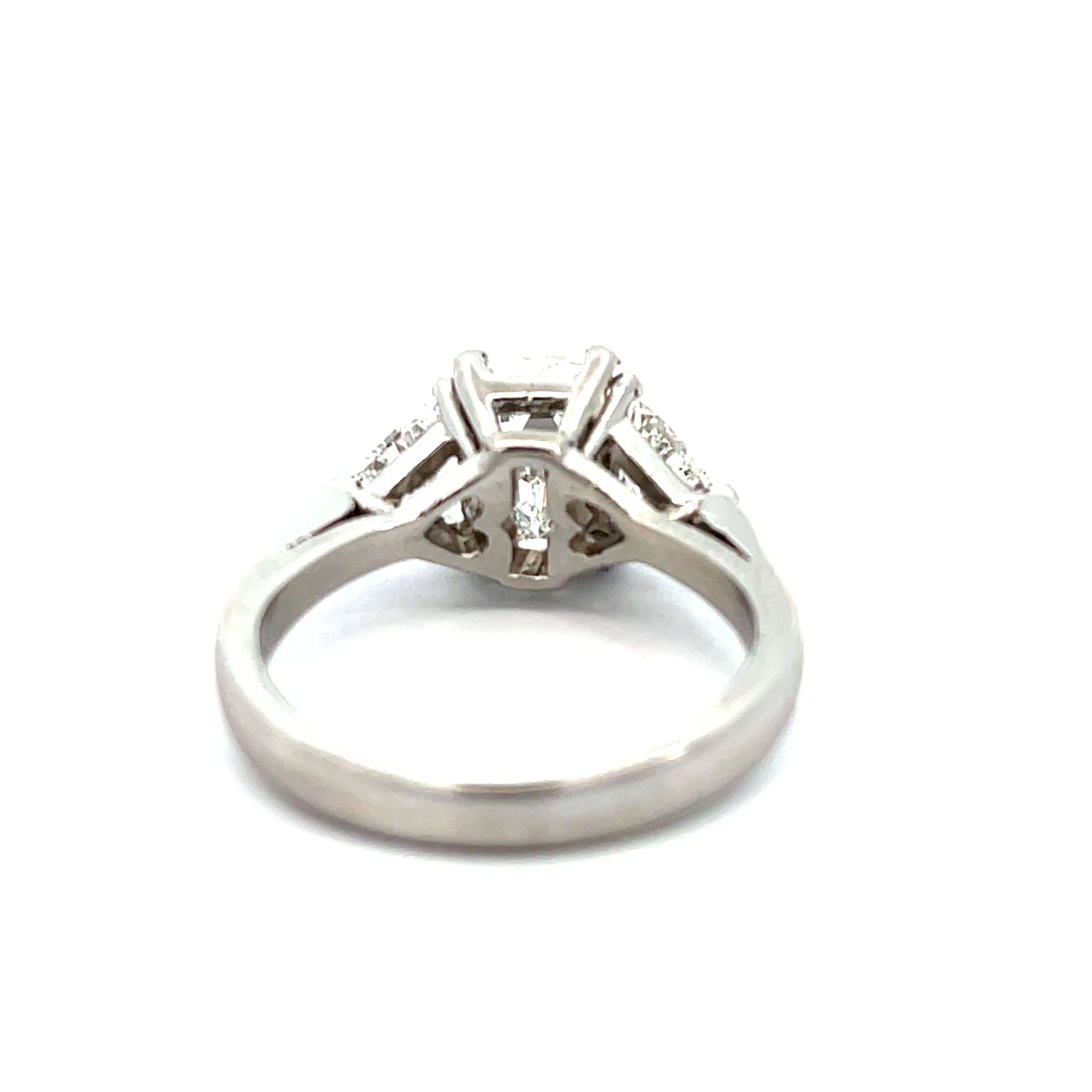 PLATINUM 2.01CT G SI1 EMERALD CUT DIAMOND/ 1.15CT G SI1 TRILLION 3 STONE ENGAGEMENT RING CERTIFIED BY GIA #11106537