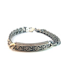 Sterling Silver 33.5 Gram Curb Link Bar with Chocolate Cubic Zirconium Stone Men Bracelet