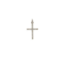 14k White Gold .25ct G SI1 Round Diamond Cross Necklace