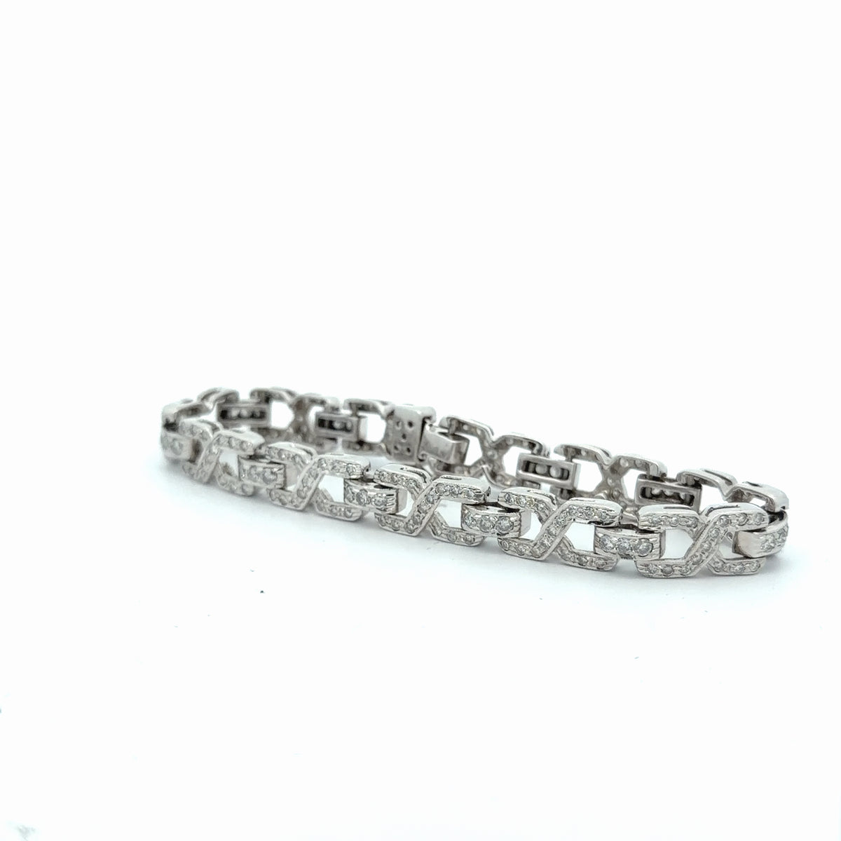 14k White Gold 3.00ct H SI1 Round Diamond X Bracelet 7"inch  21 gram