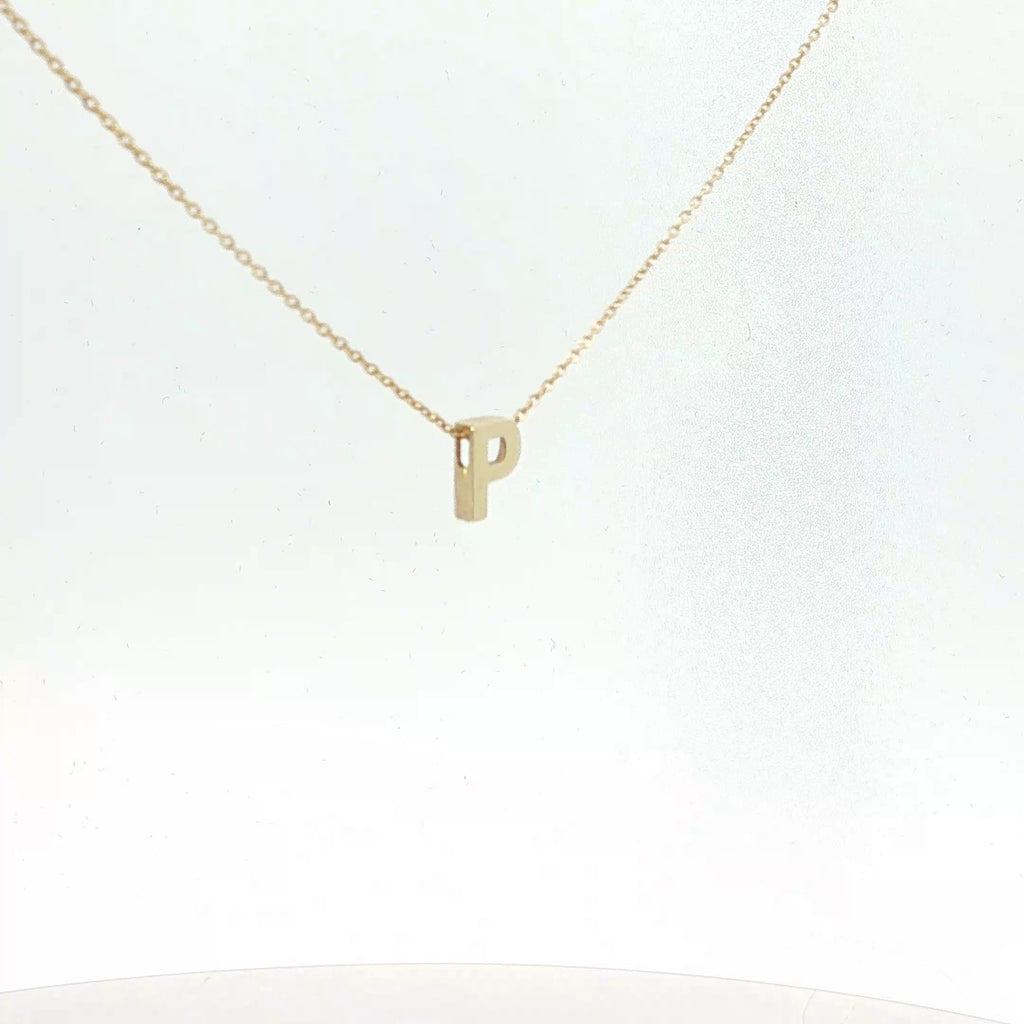 14k Yellow Gold Initial P Pendant Necklace