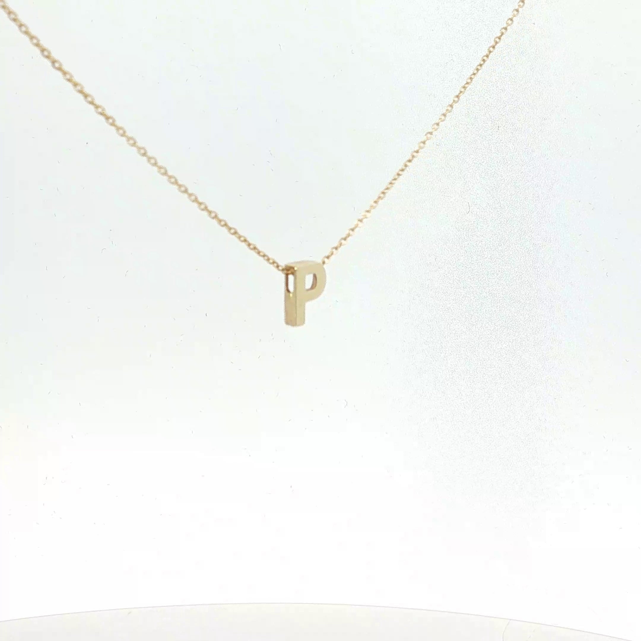 14k Yellow Gold Initial P Pendant Necklace