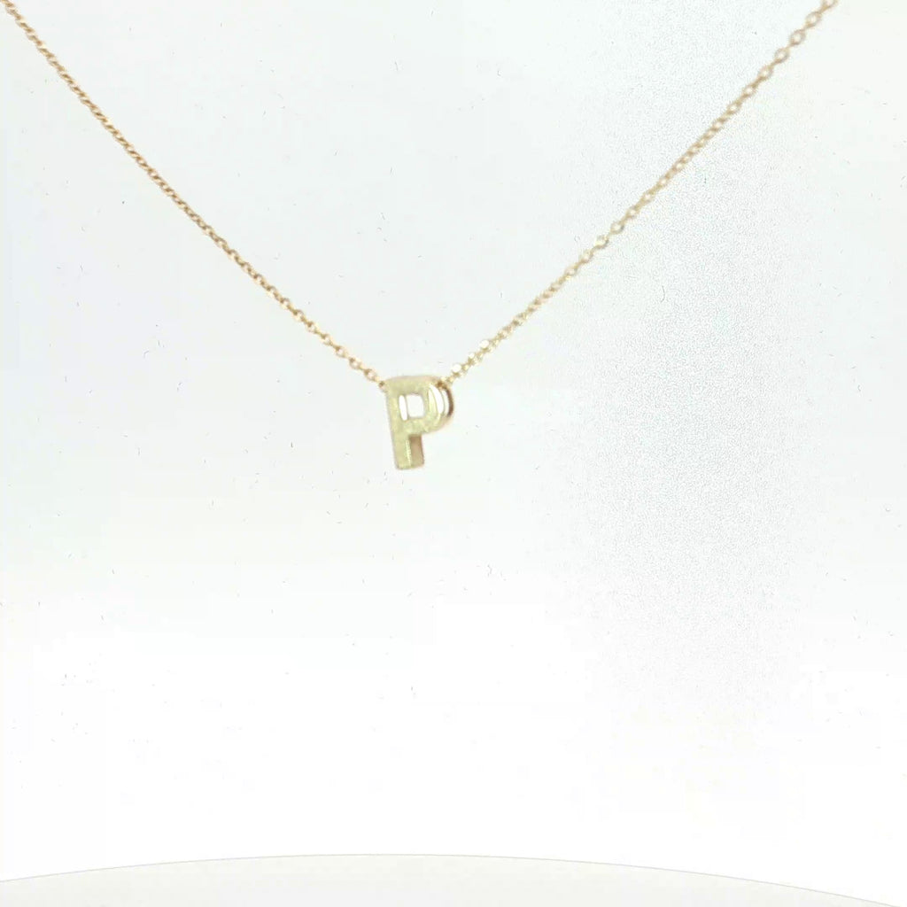 14k Yellow Gold Initial P Pendant Necklace