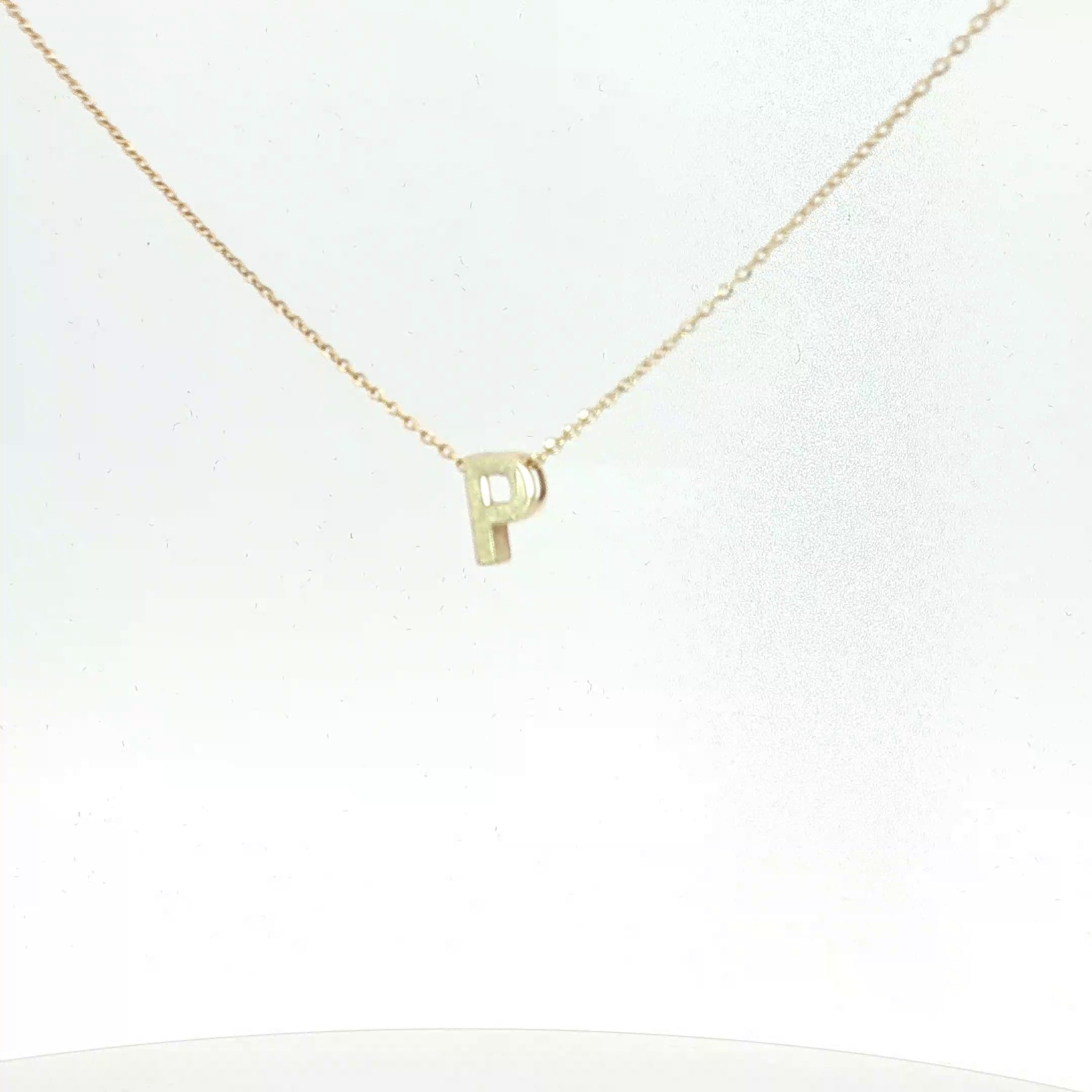 14k Yellow Gold Initial P Pendant Necklace