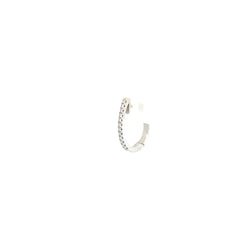 14k White Gold .05ct G SI1 Round Diamond Oval Shape Huggie Earring (one Single Earring) 1/2 inch 1.5mm
