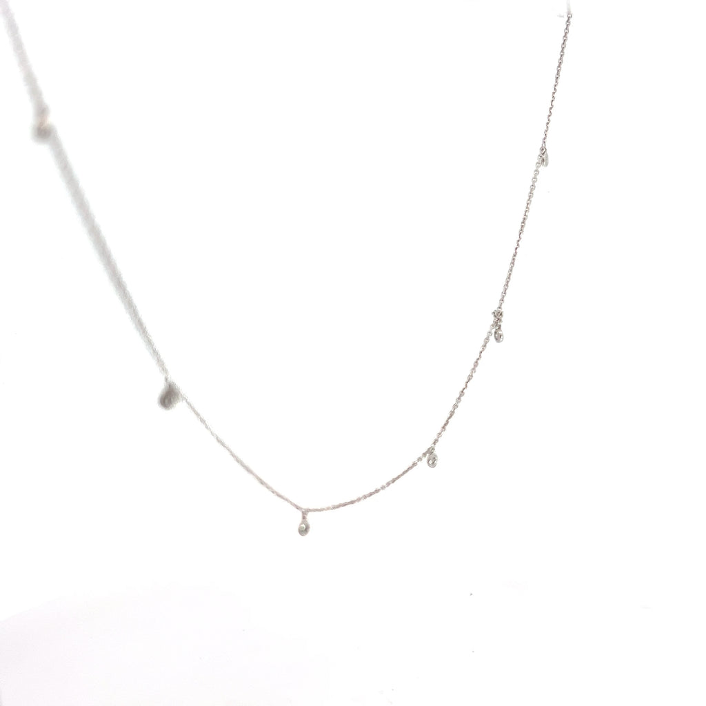 14k White Gold .33ct G SI1 (13) Round Diamond Dangle Diamond By the Yard Necklace