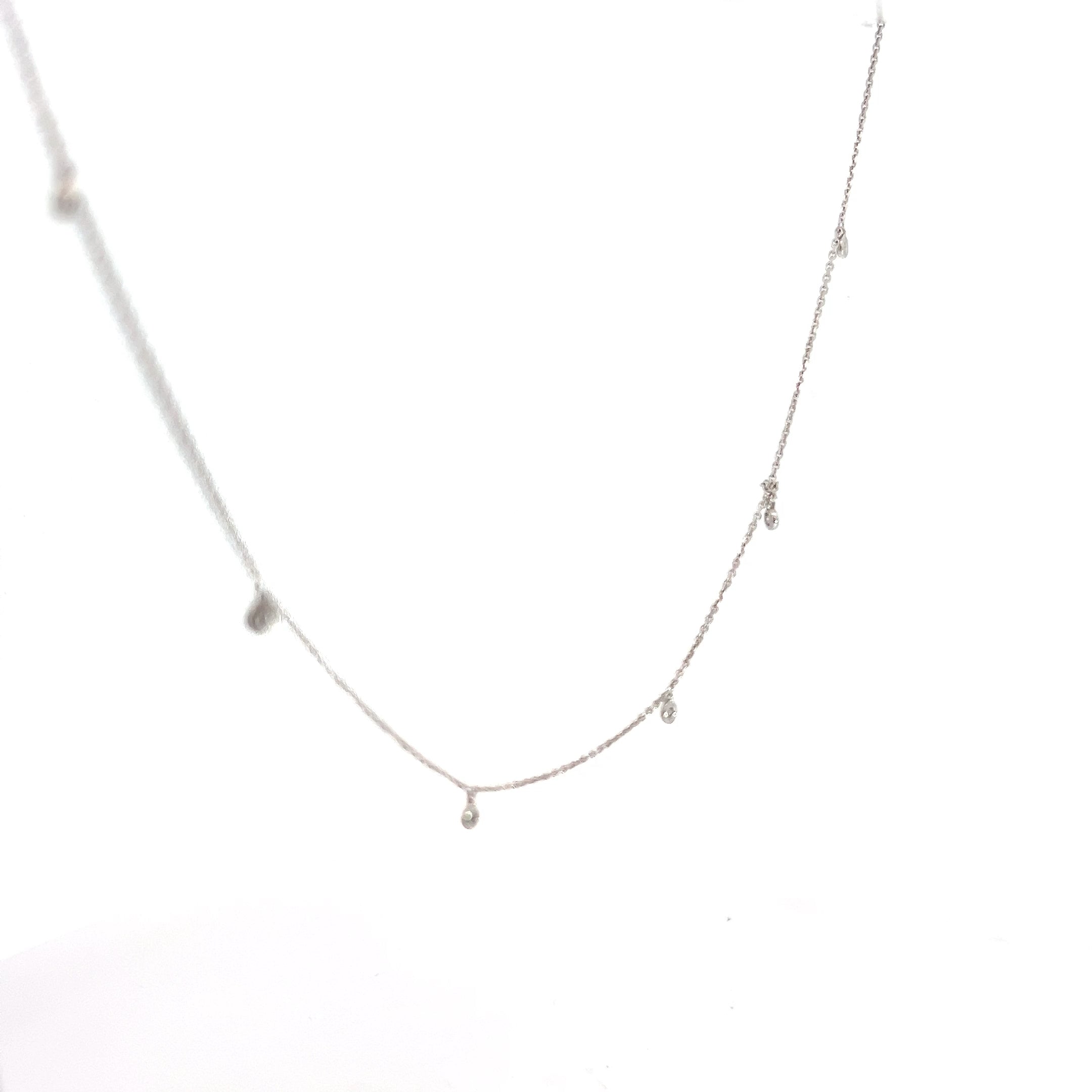 14k White Gold .33ct G SI1 (13) Round Diamond Dangle Diamond By the Yard Necklace