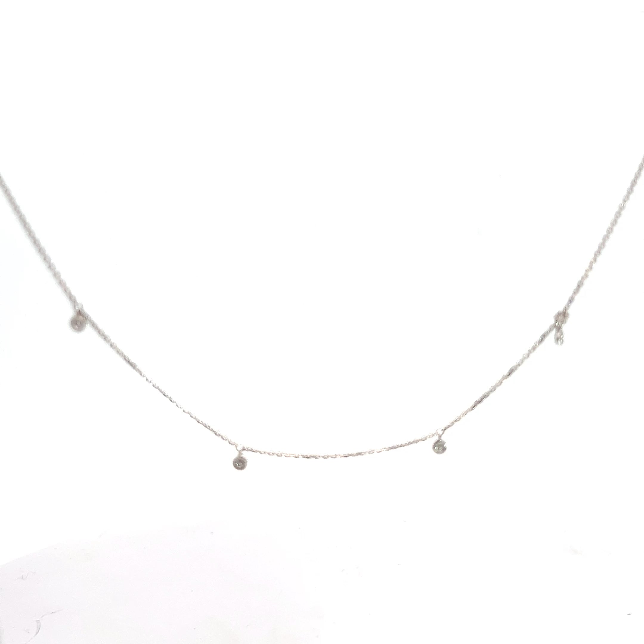 14k White Gold .33ct G SI1 (13) Round Diamond Dangle Diamond By the Yard Necklace
