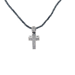 14K WHITE GOLD 1.50CT GSI1 INVISIBLE SET DIAMOND CROSS PENDANT