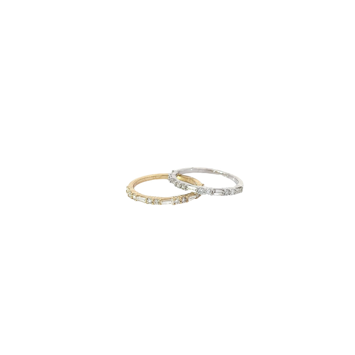 14k Yellow and Rose Gold 1.15ct G VS2 Baguette and Round Diamond Ring Size 7