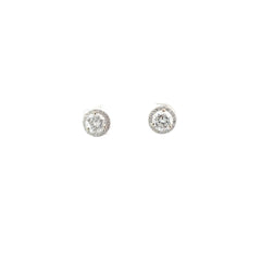 18k White Gold 1.17ct G SI1 Round Diamond/.15ct G SI1 Micro Halo Stud Earrings