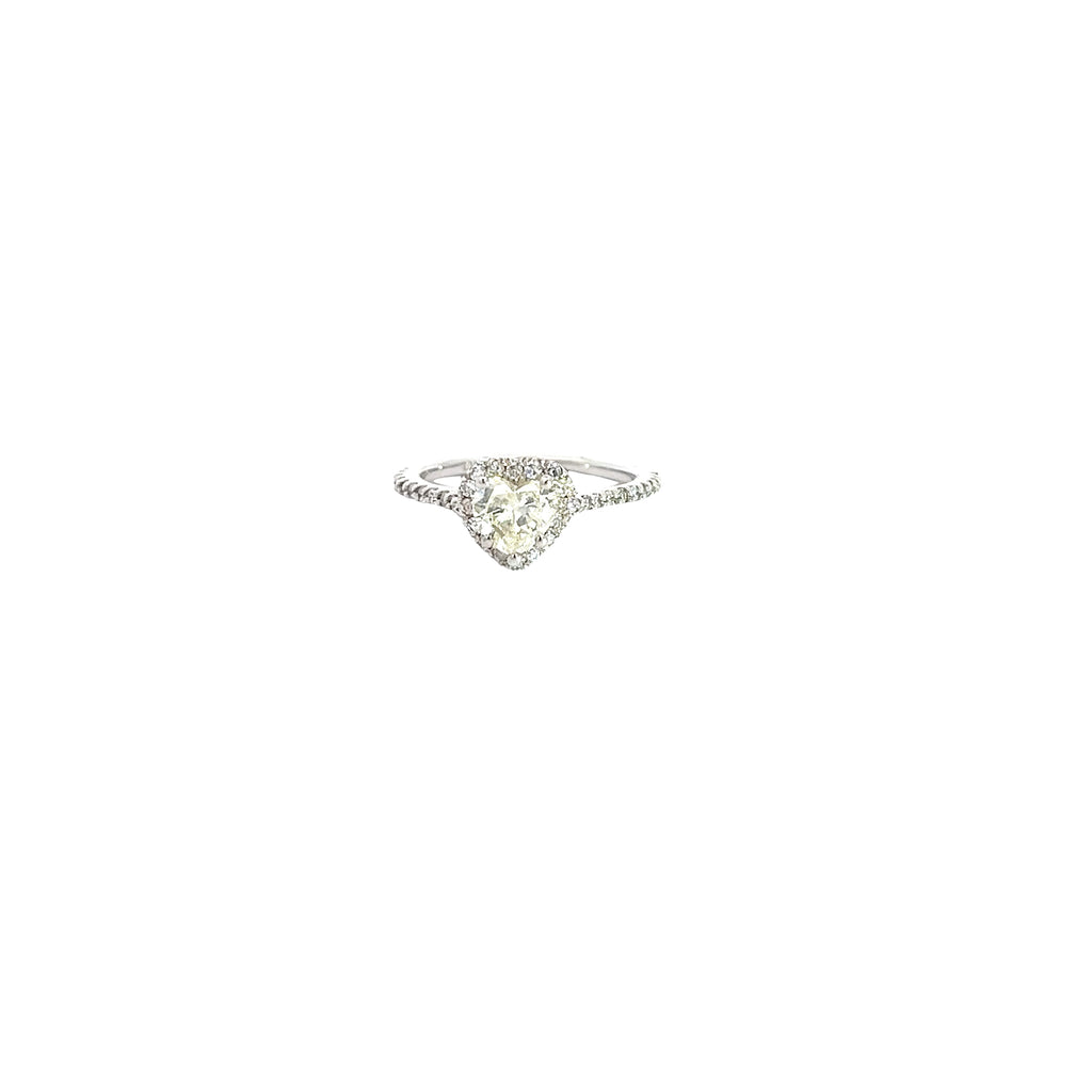 14k White Gold .75ct J SI2 Heart Shape Diamond/ .45CT H SI1 Round Diamond Engagement Ring Certified By  EGL# US62534002D Size  6 3/4
