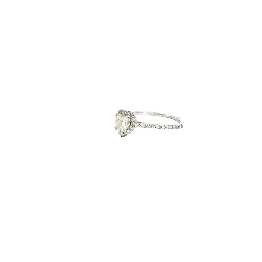 14k White Gold .75ct J SI2 Heart Shape Diamond/ .45CT H SI1 Round Diamond Engagement Ring Certified By  EGL# US62534002D Size  6 3/4