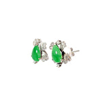 Ladies Vintage Platinum Jade and Diamond Earrings