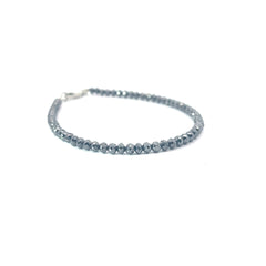 14k White Gold 15.30ct Black Diamond Bead Bracelet 3.5mm 7" inch